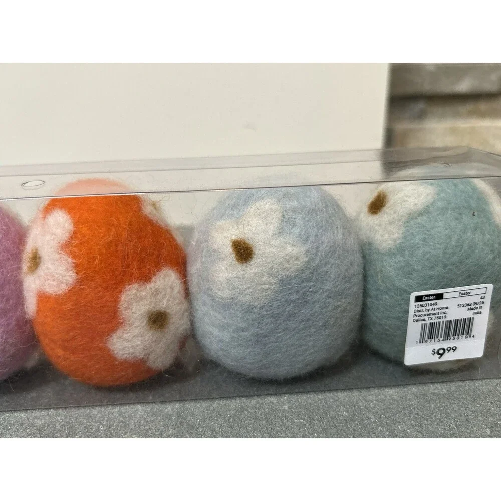 At Home Easter Felt Eggs Figurine Set Of 6 Multicolor Seasonal Decor